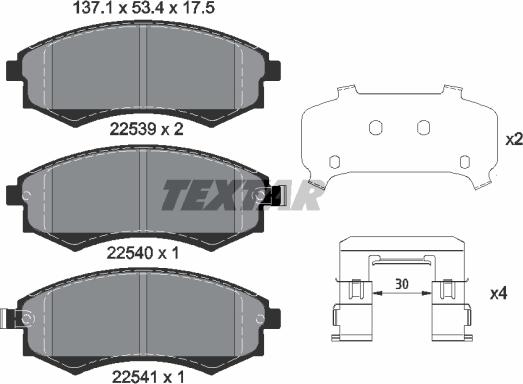 Textar 2253901 - Bremžu uzliku kompl., Disku bremzes www.autospares.lv