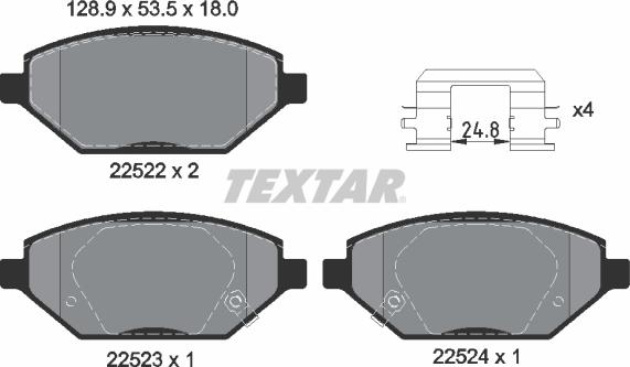 Textar 2252201 - Bremžu uzliku kompl., Disku bremzes www.autospares.lv