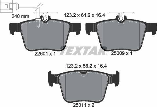 Textar 2260101 - Тормозные колодки, дисковые, комплект www.autospares.lv