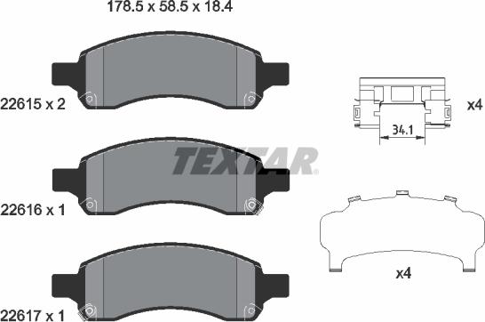 Textar 2261501 - Bremžu uzliku kompl., Disku bremzes www.autospares.lv