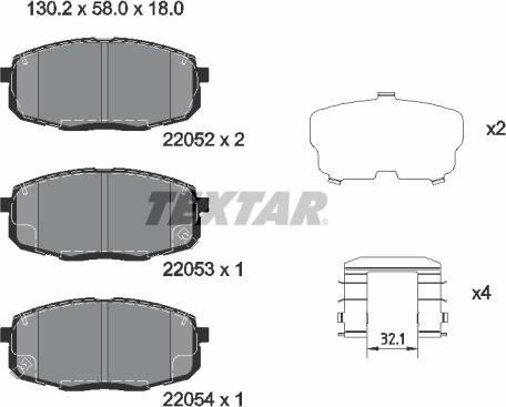 Textar 2205201 - Bremžu uzliku kompl., Disku bremzes autospares.lv