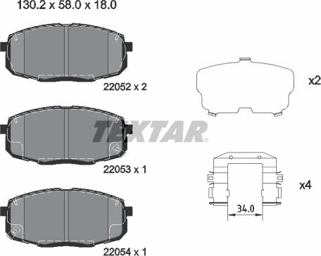 Textar 2205203 - Bremžu uzliku kompl., Disku bremzes autospares.lv