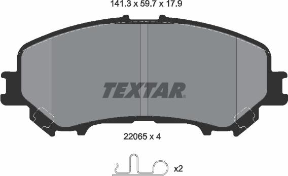 Textar 2206501 - Bremžu uzliku kompl., Disku bremzes www.autospares.lv