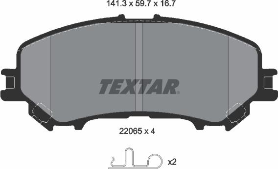 Textar 2206503 - Bremžu uzliku kompl., Disku bremzes www.autospares.lv