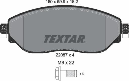 Textar 2208701 - Bremžu uzliku kompl., Disku bremzes www.autospares.lv