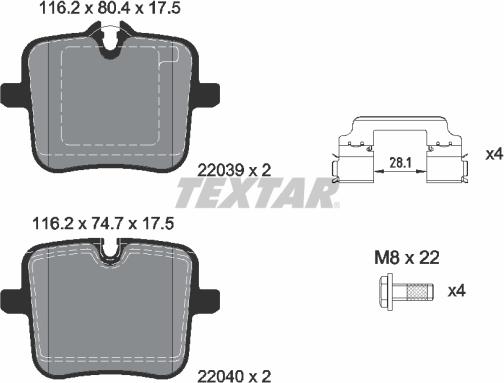 Textar 2203901 - Bremžu uzliku kompl., Disku bremzes autospares.lv