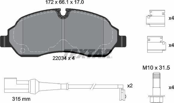 Textar 2203401 - Тормозные колодки, дисковые, комплект www.autospares.lv