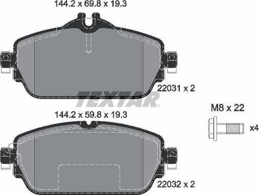 Textar 2203102 - Brake Pad Set, disc brake www.autospares.lv