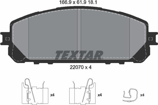 Textar 2207001 - Bremžu uzliku kompl., Disku bremzes autospares.lv