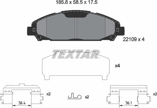 Textar 2210901 - Bremžu uzliku kompl., Disku bremzes www.autospares.lv