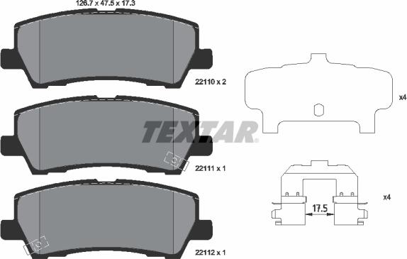 Textar 2211001 - Bremžu uzliku kompl., Disku bremzes www.autospares.lv