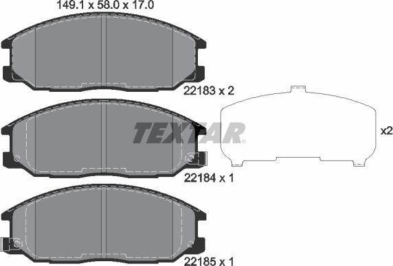 Textar 2218301 - Bremžu uzliku kompl., Disku bremzes www.autospares.lv