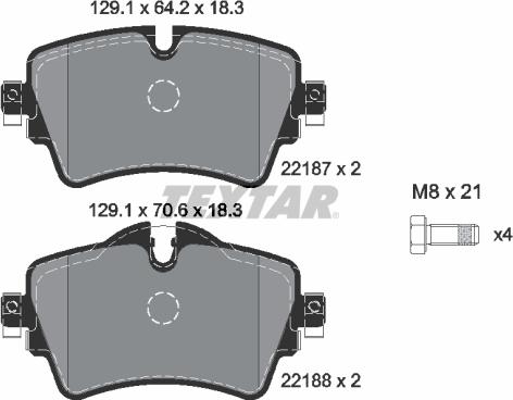 Textar 2218701 - Bremžu uzliku kompl., Disku bremzes www.autospares.lv