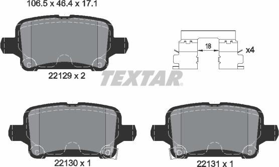 Textar 2212901 - Bremžu uzliku kompl., Disku bremzes autospares.lv