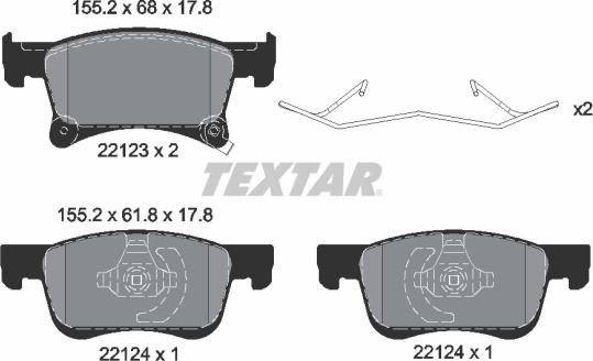 Textar 2212301 - Bremžu uzliku kompl., Disku bremzes www.autospares.lv