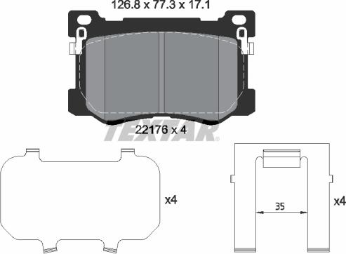 Textar 2217601 - Bremžu uzliku kompl., Disku bremzes autospares.lv