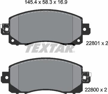 Textar 2280001 - Bremžu uzliku kompl., Disku bremzes www.autospares.lv