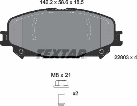 Textar 2280301 - Bremžu uzliku kompl., Disku bremzes www.autospares.lv