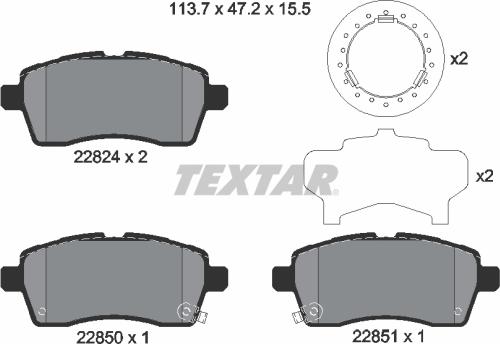 Textar 2282401 - Bremžu uzliku kompl., Disku bremzes autospares.lv