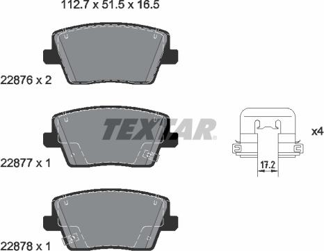 Textar 2287601 - Bremžu uzliku kompl., Disku bremzes autospares.lv