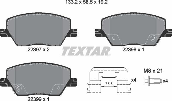 Textar 2239701 - Bremžu uzliku kompl., Disku bremzes autospares.lv