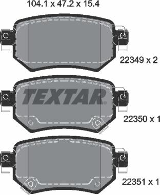 Textar 2234901 - Bremžu uzliku kompl., Disku bremzes www.autospares.lv