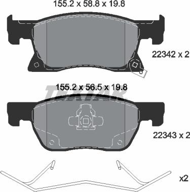 Textar 2234201 - Bremžu uzliku kompl., Disku bremzes www.autospares.lv