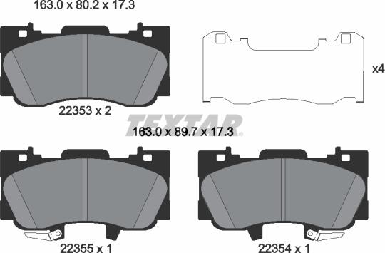 Textar 2235301 - Bremžu uzliku kompl., Disku bremzes www.autospares.lv