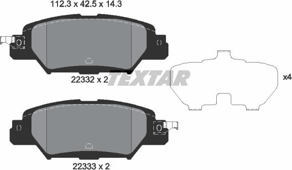 Textar 2233201 - Bremžu uzliku kompl., Disku bremzes www.autospares.lv