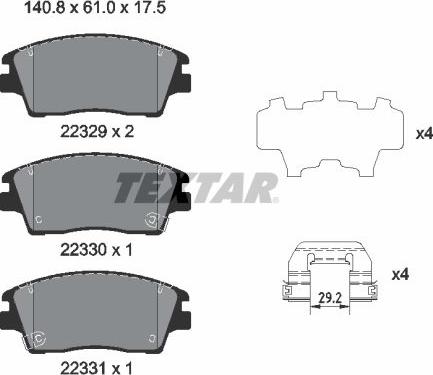 Textar 2232901 - Bremžu uzliku kompl., Disku bremzes autospares.lv