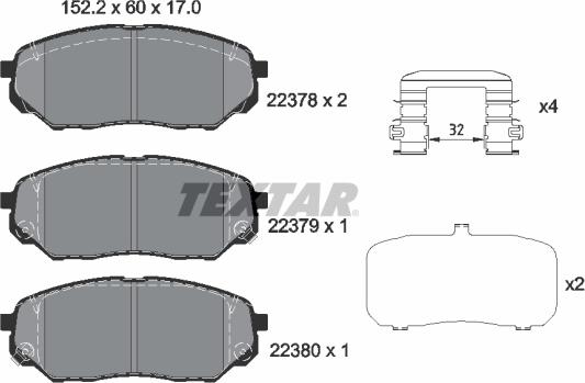 Textar 2237801 - Bremžu uzliku kompl., Disku bremzes www.autospares.lv