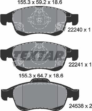 Textar 2224001 - Bremžu uzliku kompl., Disku bremzes www.autospares.lv