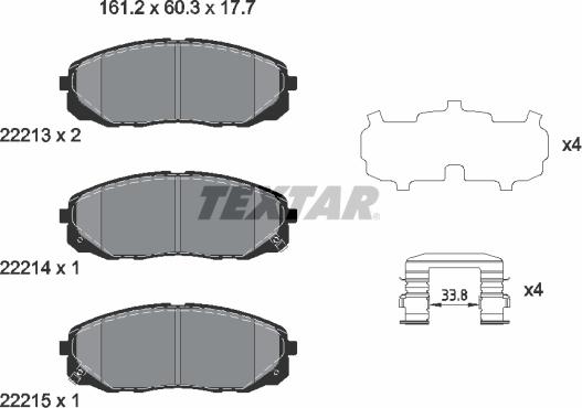 Textar 2221301 - Bremžu uzliku kompl., Disku bremzes www.autospares.lv