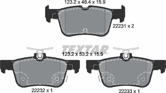 Textar 2223101 - Тормозные колодки, дисковые, комплект www.autospares.lv