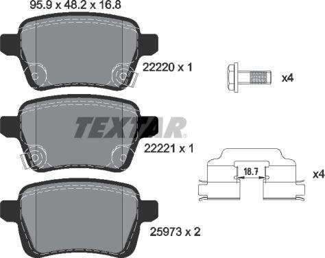 Textar 2222001 - Bremžu uzliku kompl., Disku bremzes www.autospares.lv