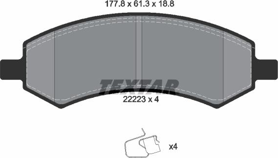 Textar 2222301 - Bremžu uzliku kompl., Disku bremzes www.autospares.lv