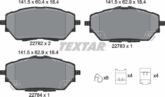 Textar 2278201 - Bremžu uzliku kompl., Disku bremzes www.autospares.lv