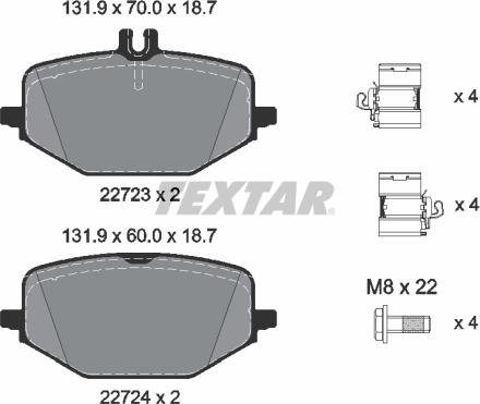 Textar 2272303 - Bremžu uzliku kompl., Disku bremzes www.autospares.lv