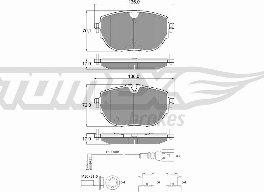 TOMEX brakes TX 60-62 - Bremžu uzliku kompl., Disku bremzes www.autospares.lv