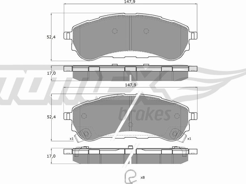 TOMEX brakes TX 19-94 - Bremžu uzliku kompl., Disku bremzes autospares.lv