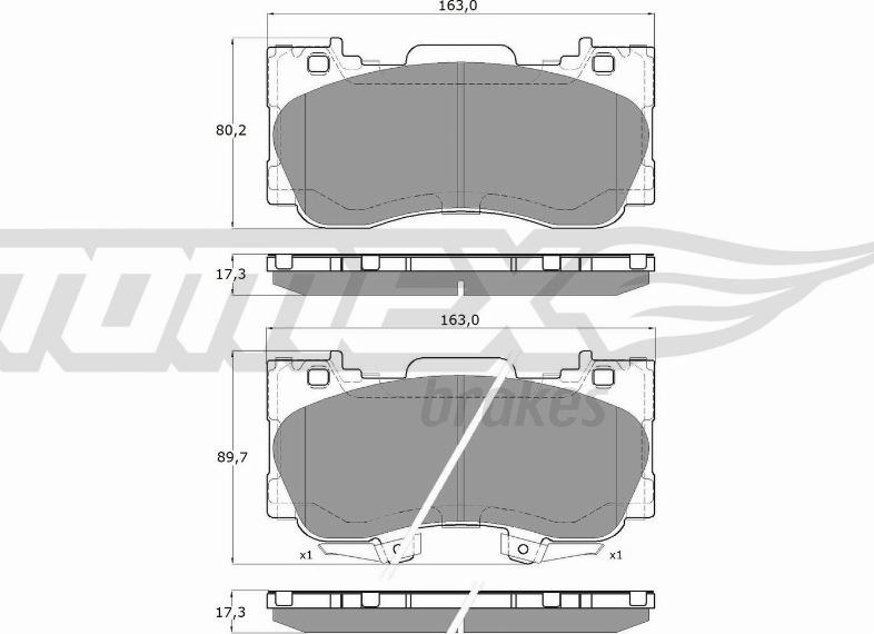 TOMEX brakes TX 19-93 - Bremžu uzliku kompl., Disku bremzes www.autospares.lv