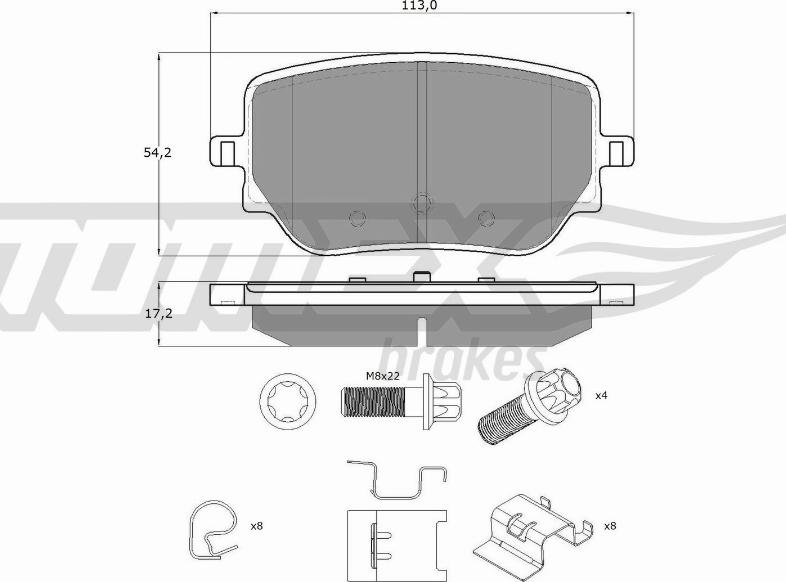 TOMEX brakes TX 19-49 - Bremžu uzliku kompl., Disku bremzes www.autospares.lv