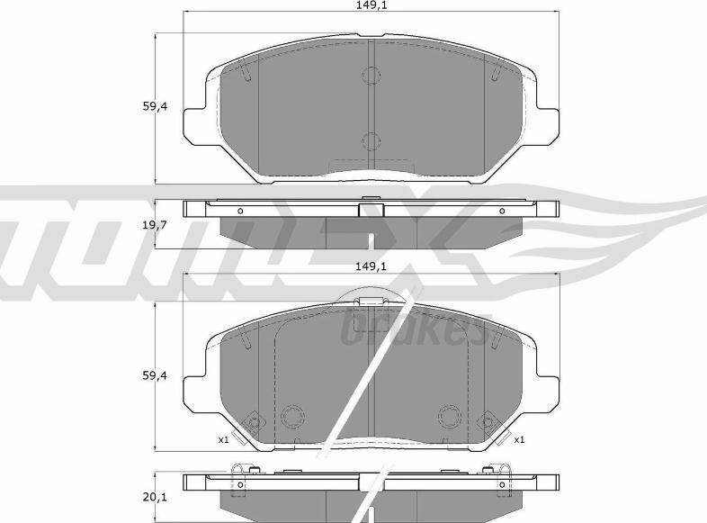 TOMEX brakes TX 19-59 - Тормозные колодки, дисковые, комплект www.autospares.lv