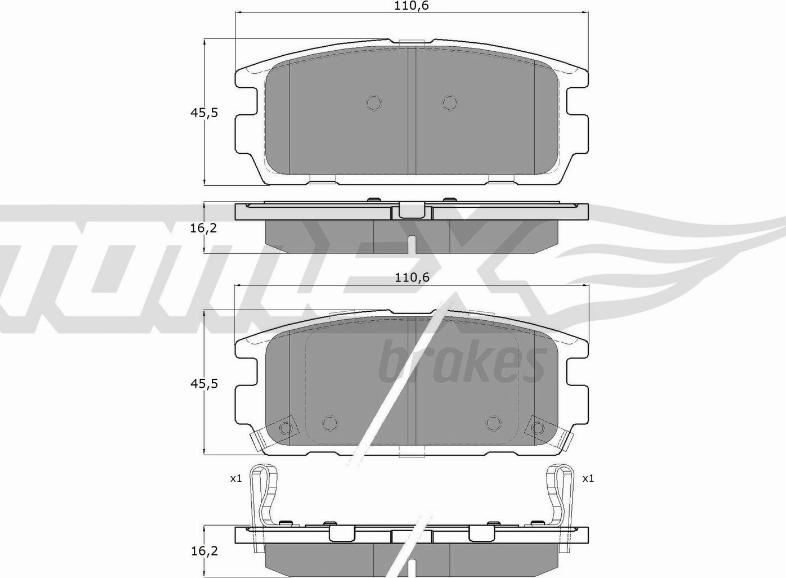 TOMEX brakes TX 19-58 - Тормозные колодки, дисковые, комплект www.autospares.lv