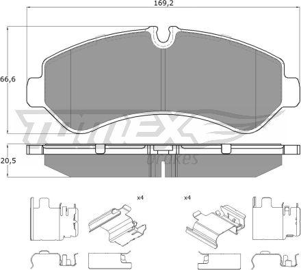 TOMEX brakes TX 19-52 - Bremžu uzliku kompl., Disku bremzes www.autospares.lv