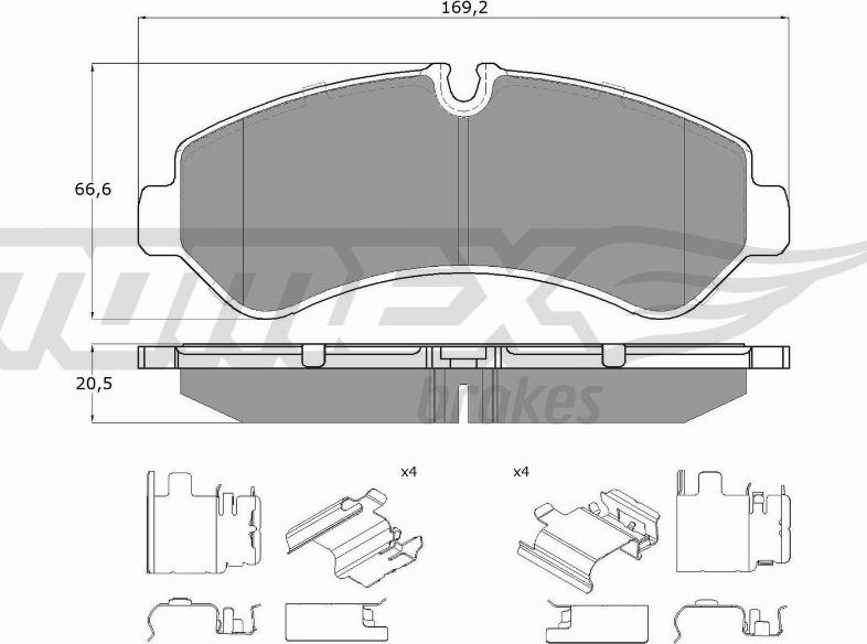 TOMEX brakes TX 19-52 - Bremžu uzliku kompl., Disku bremzes www.autospares.lv