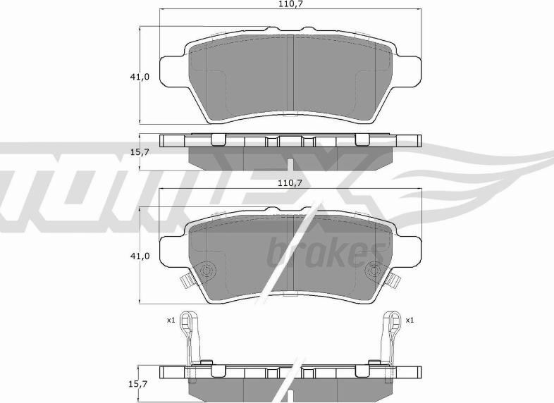 TOMEX brakes TX 19-57 - Brake Pad Set, disc brake www.autospares.lv