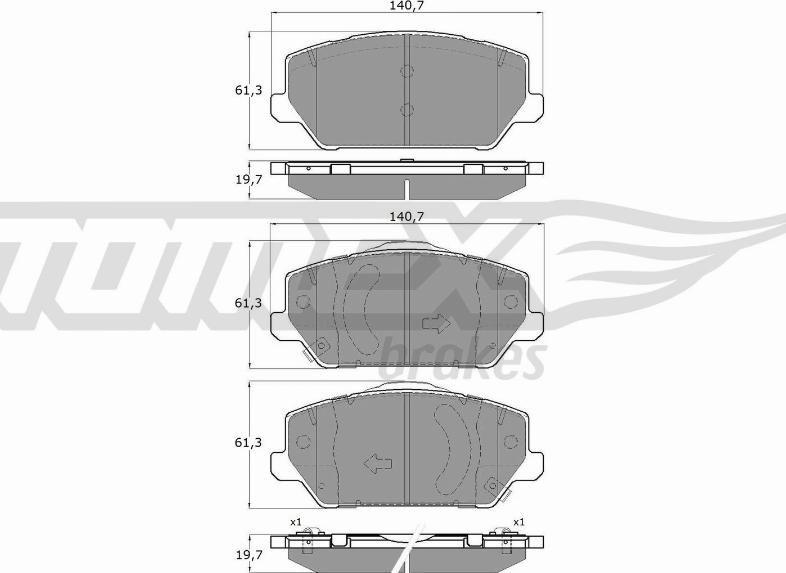 TOMEX brakes TX 19-60 - Bremžu uzliku kompl., Disku bremzes www.autospares.lv