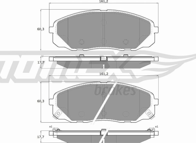 TOMEX brakes TX 19-68 - Bremžu uzliku kompl., Disku bremzes www.autospares.lv