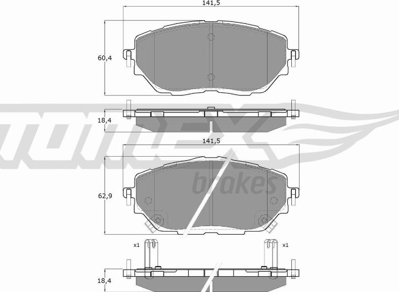 TOMEX brakes TX 19-63 - Bremžu uzliku kompl., Disku bremzes www.autospares.lv